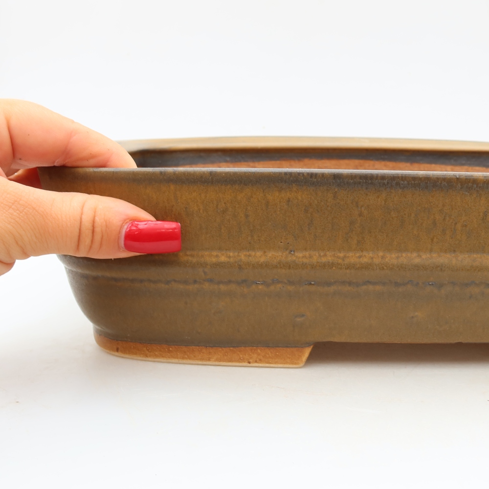 Keramická bonsai miska 30 x 24,5 x 7,5 cm, barva hnědá