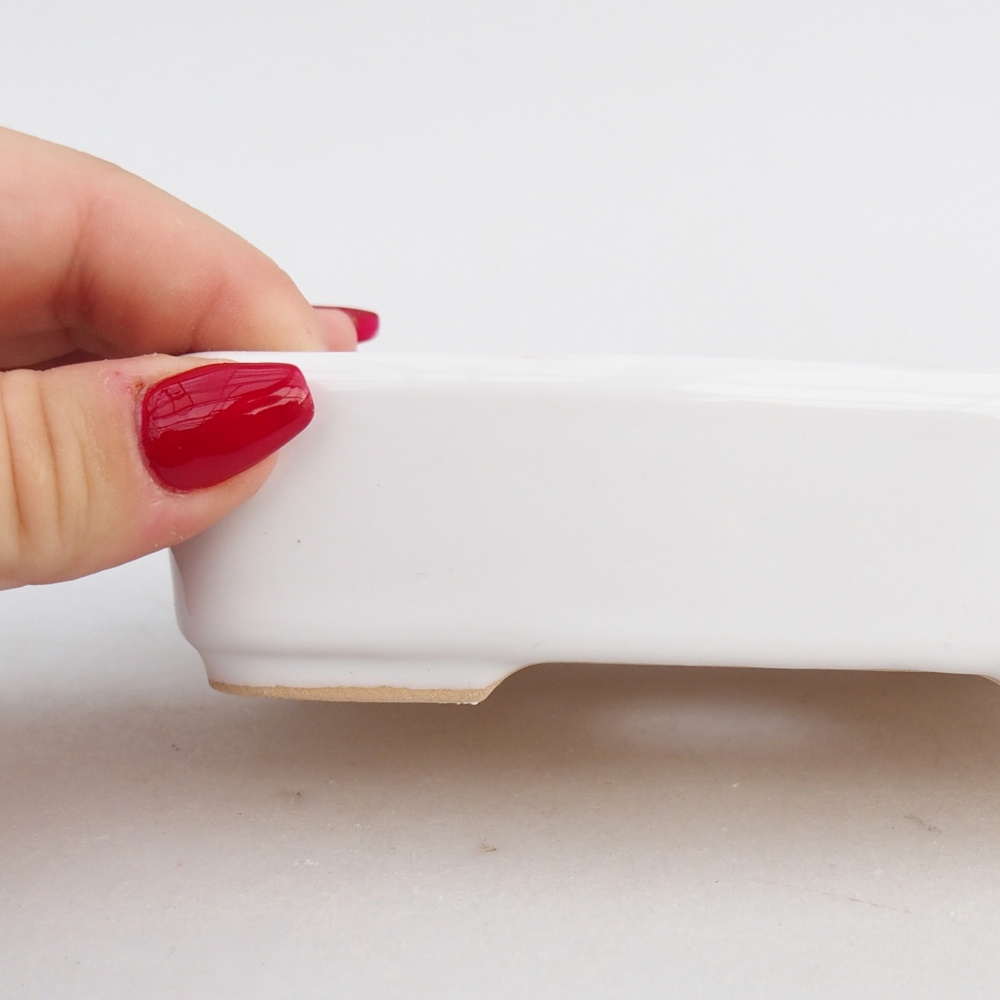 Keramická bonsai miska 12,5 x 9,5 x 3,5 cm, barva bílá