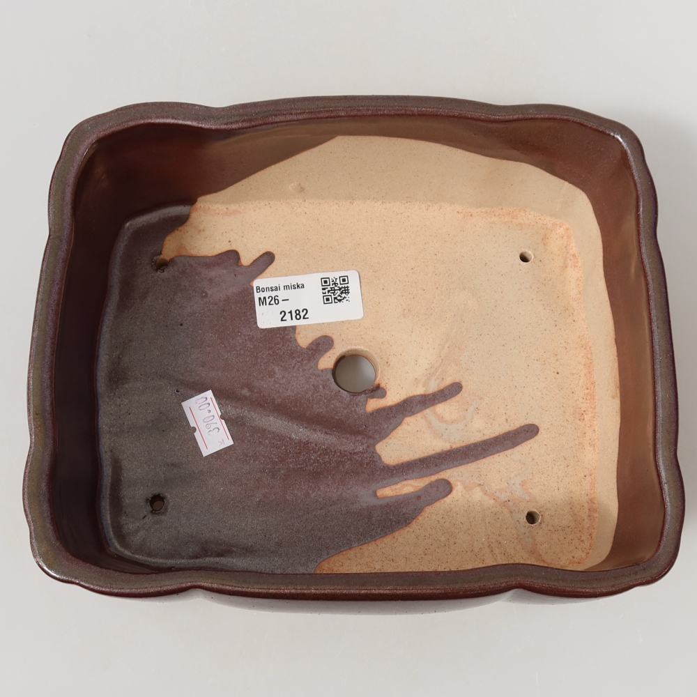Keramická bonsai miska 20,5 x 17,5 x 7 cm, barva hnědá