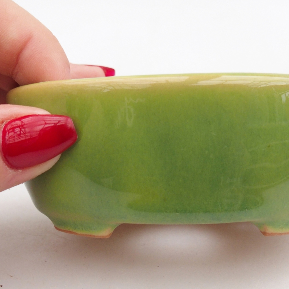 Keramická bonsai miska 9,5 x 7,5 x 3,5 cm, barva zelená