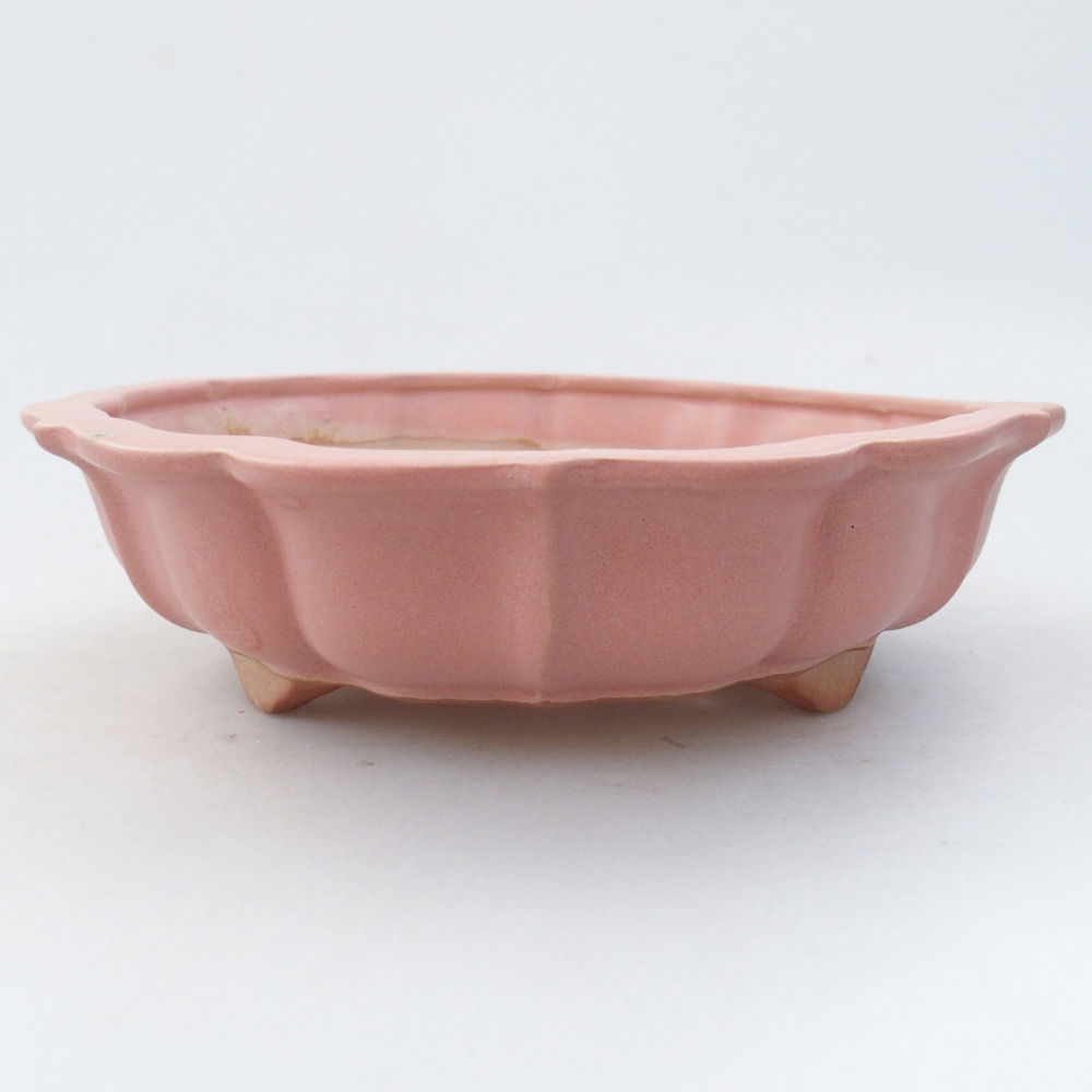 Keramická bonsai miska 19 x 19 x 5 cm, barva růžová