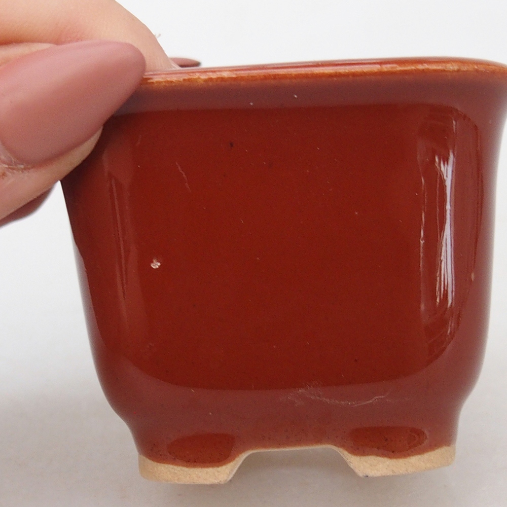 Keramická bonsai miska 6,5 x 6,5  x 4,5 cm, barva hnědá