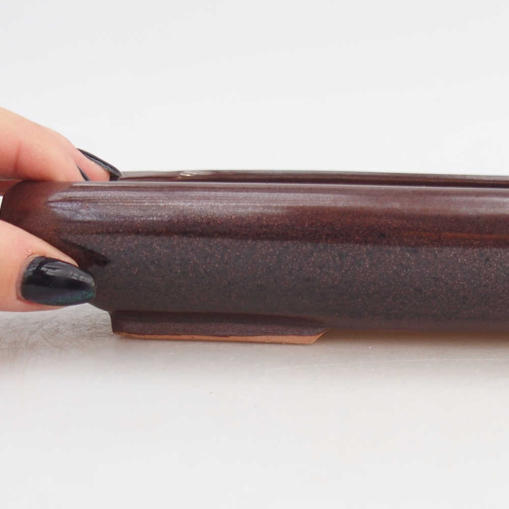 Keramická bonsai miska 24 x 17,5 x 4 cm, barva hnědá