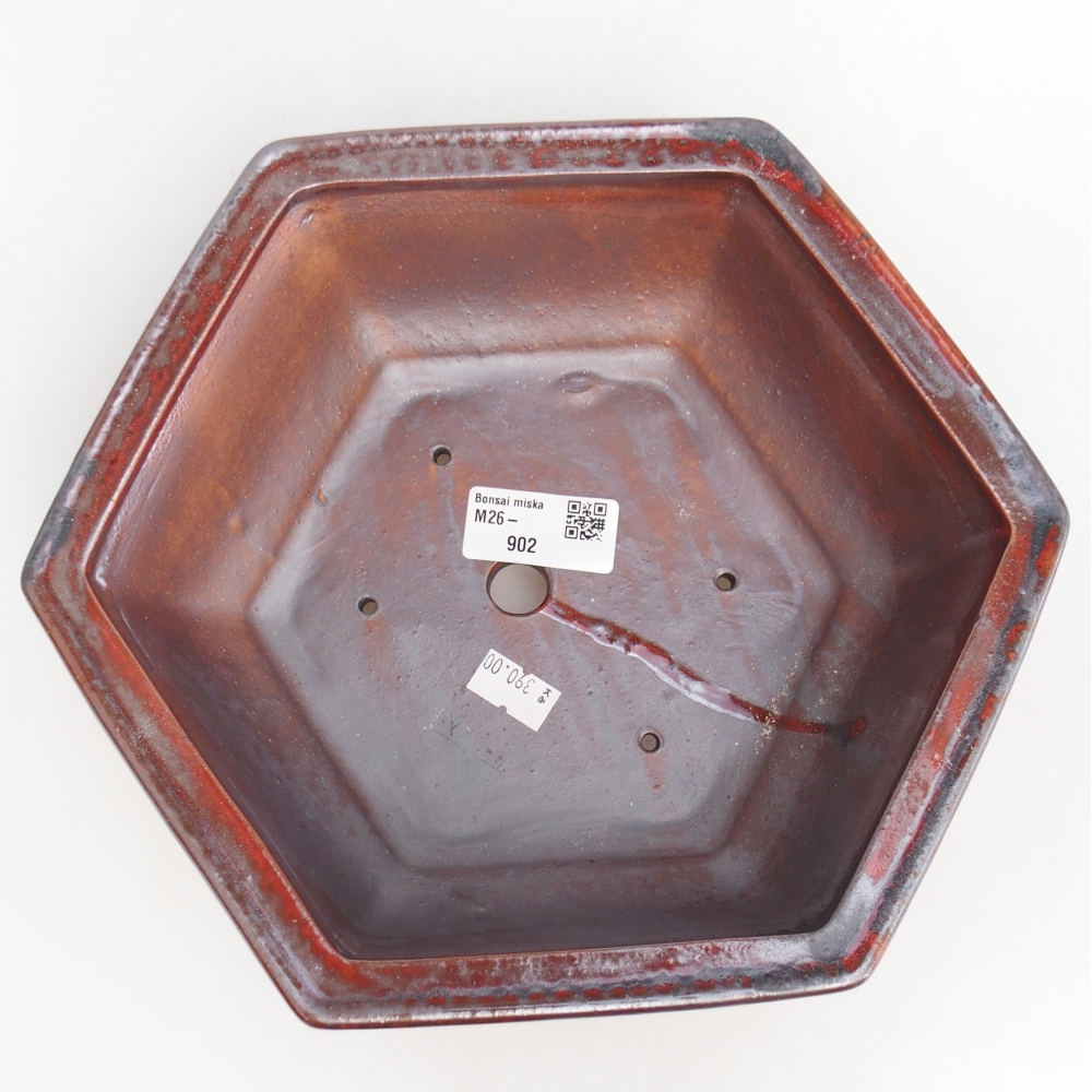 Keramická bonsai miska 24,5 x 22 x 7,5 cm, barva černočervená