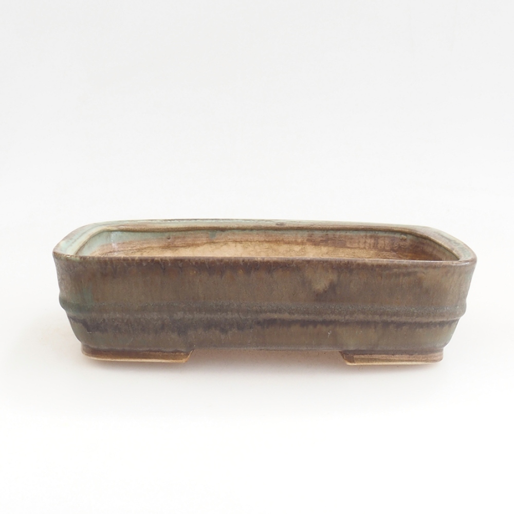 Keramická bonsai miska 21,5 x 17,5 x 5,5 cm, barva zelená