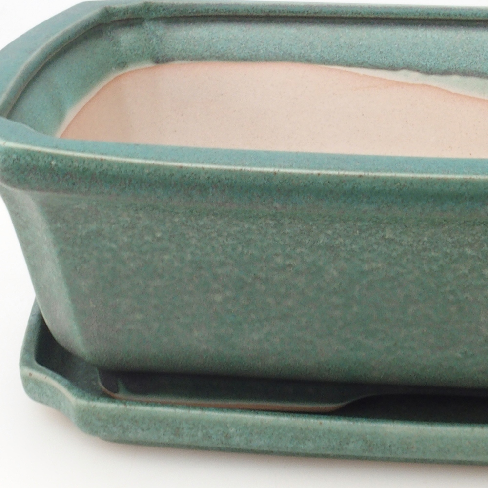 Bonsai miska + podmiska H07 - 30 x 20,5 x 8 cm. - zelená
