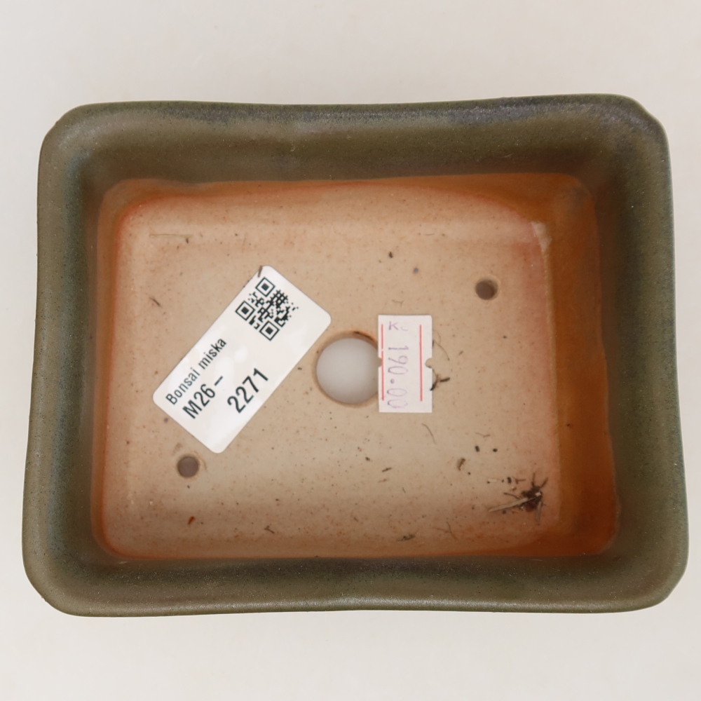 Keramická bonsai miska 12 x 10 x 5 cm, barva zelená