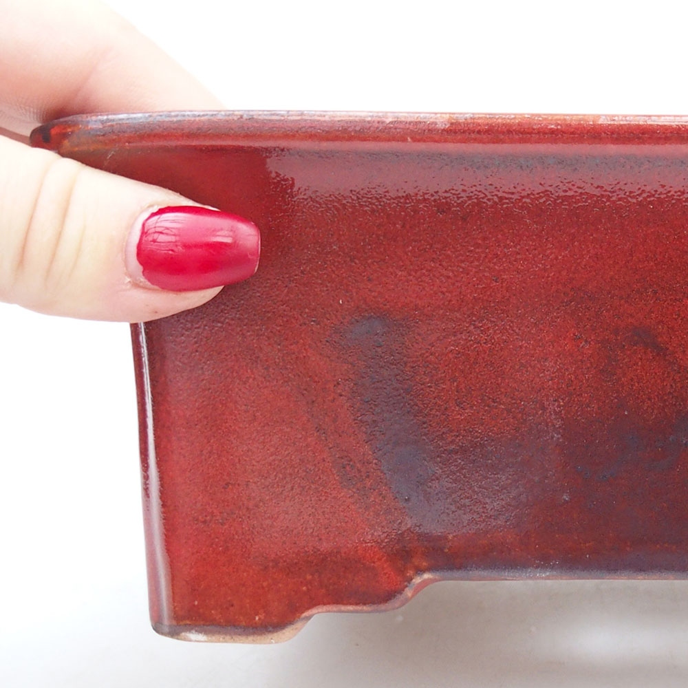 Keramická bonsai miska 18 x 14 x 7,5 cm, barva červená