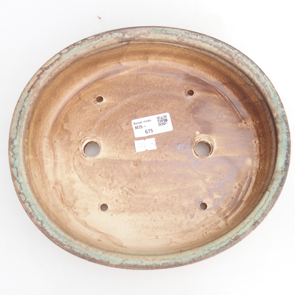 Keramická bonsai miska 26,5 x 24 x 5,5 cm, barva zelená