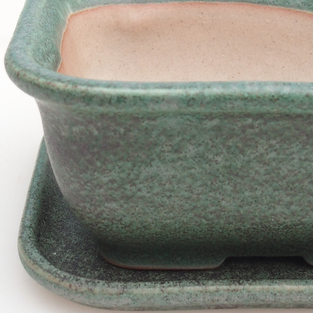 Bonsai miska + podmiska H38 - 12 x 10,5 x 5 cm. - zelená
