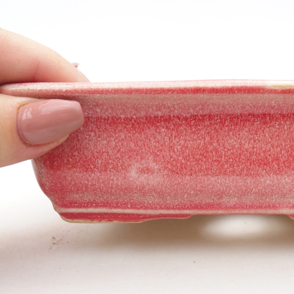 Keramická bonsai miska 13,5 x 10 x 4 cm, barva červená