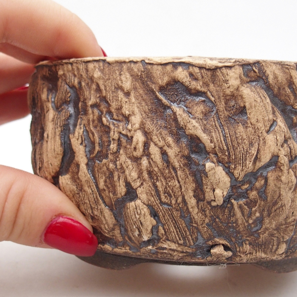 Keramická bonsai miska 10 x 10 x 6 cm, barva hnědá