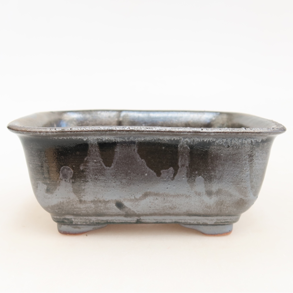Keramická bonsai miska 13,5 x 10,5 x 6 cm, barva kovová