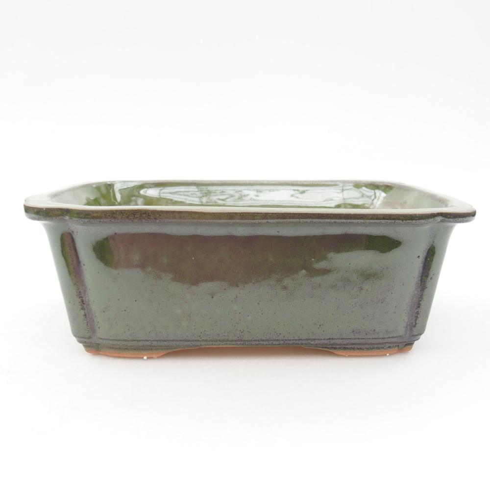 Keramická bonsai miska 17,5 x 12,5 x 6 cm, barva zelená