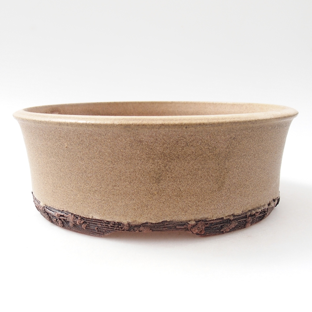 Keramická bonsai miska 17 x 17 x 6 cm, barva béžová