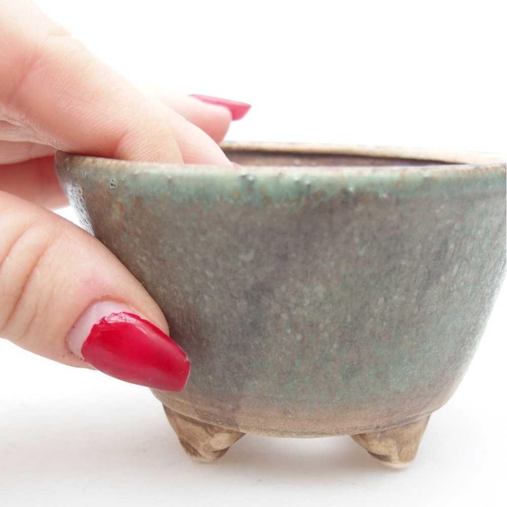 Keramická bonsai miska 8,5 x 8,5 x 5 cm, barva zelená