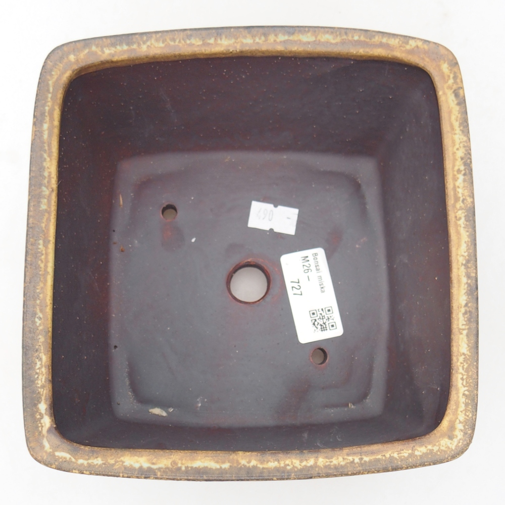 Keramická bonsai miska 16 x 16 x 10 cm, barva zelená