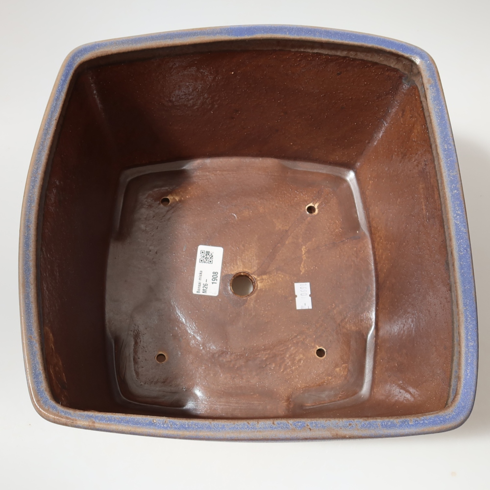 Keramická bonsai miska 26,5 x 26,5 x 15,5 cm, barva modrá