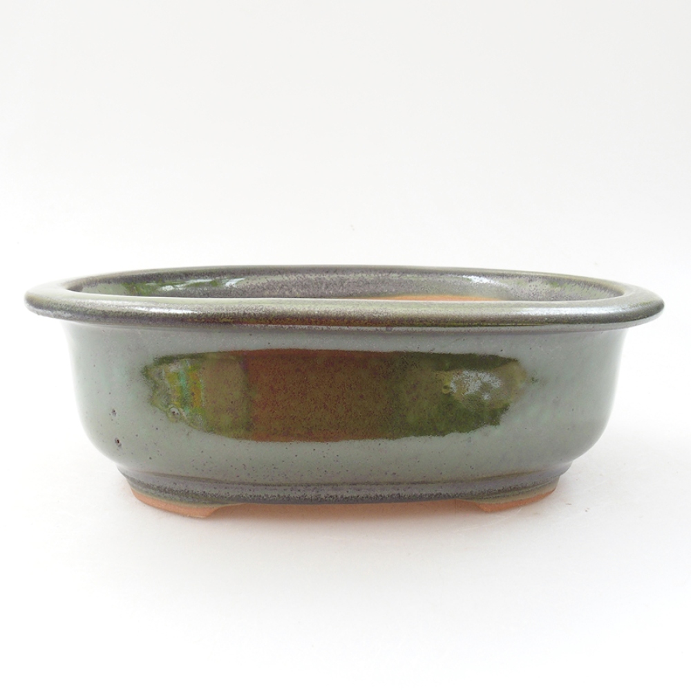 Keramická bonsai miska 18 x 14,5 x 6 cm, barva zelená