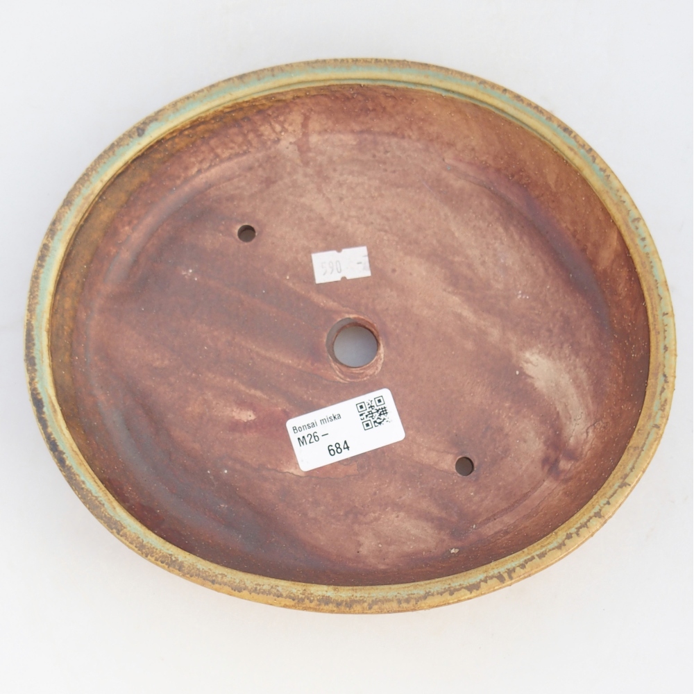 Keramická bonsai miska 23 x 20 x 4,5 cm, barva zelená