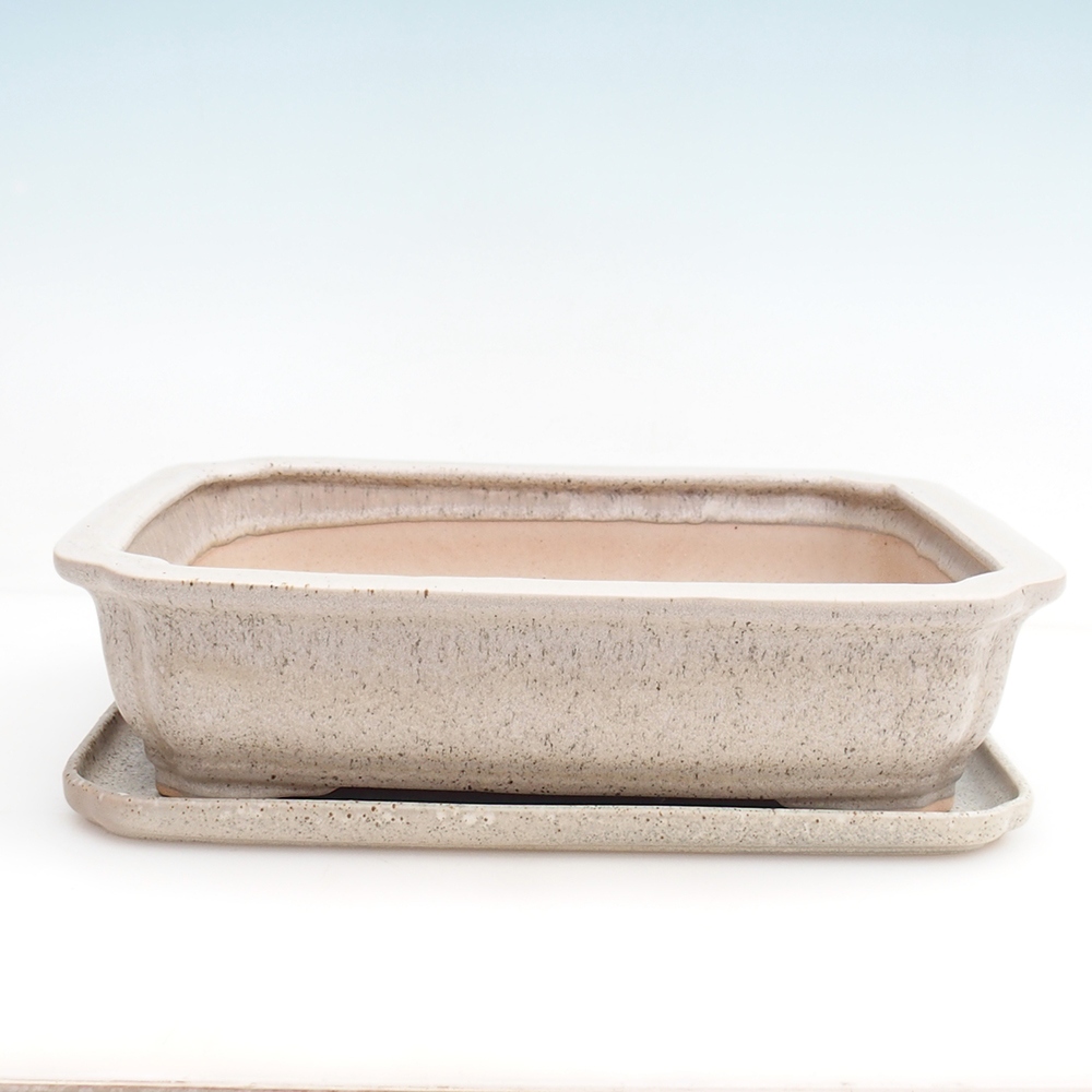 Bonsai miska + podmiska H20 - 26,5 x 21,5 x 6,5 cm. - béžová
