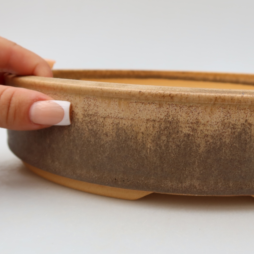 Keramická bonsai miska 26,5 x 26,5 x 5,5 cm, barva hnědá