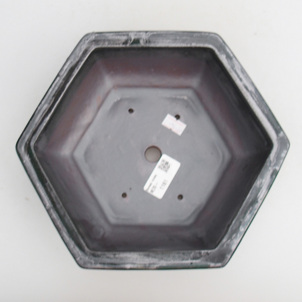 Keramická bonsai miska 23 x 21 x 7,5 cm, barva zelená