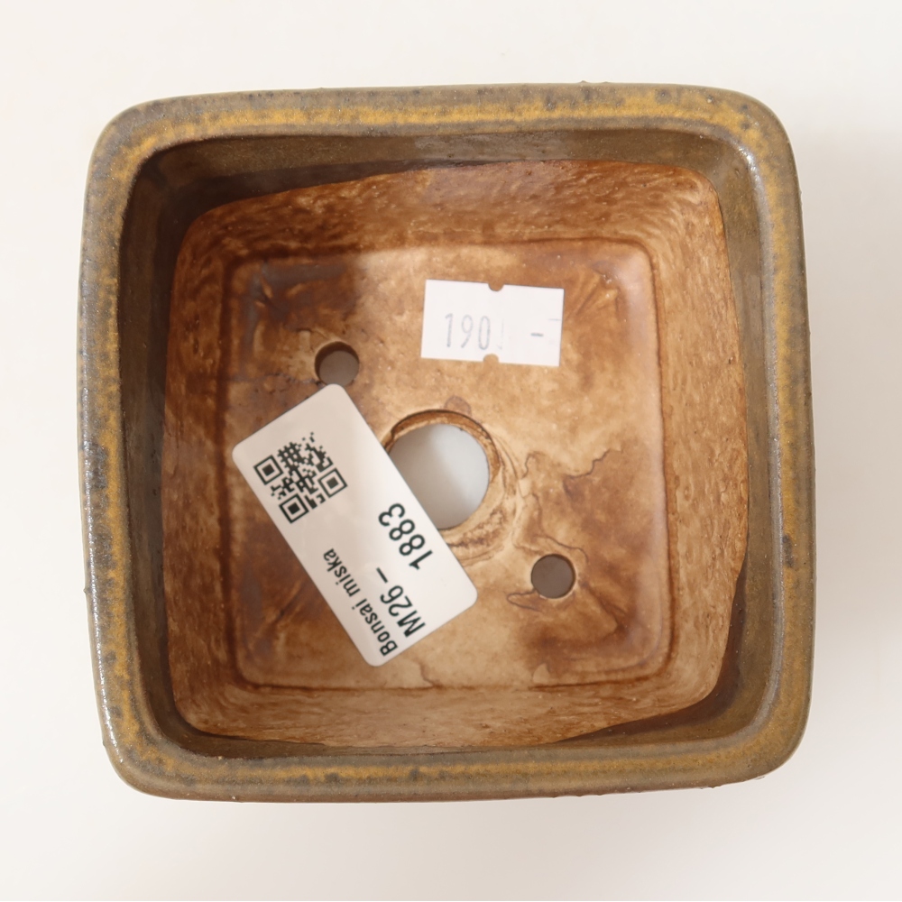 Keramická bonsai miska 8,5 x 8,5 x 5,5 cm, barva hnědá