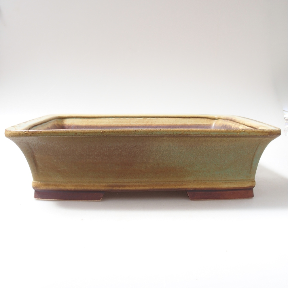 Keramická bonsai miska 29 x 24 x 8 cm, barva zelená