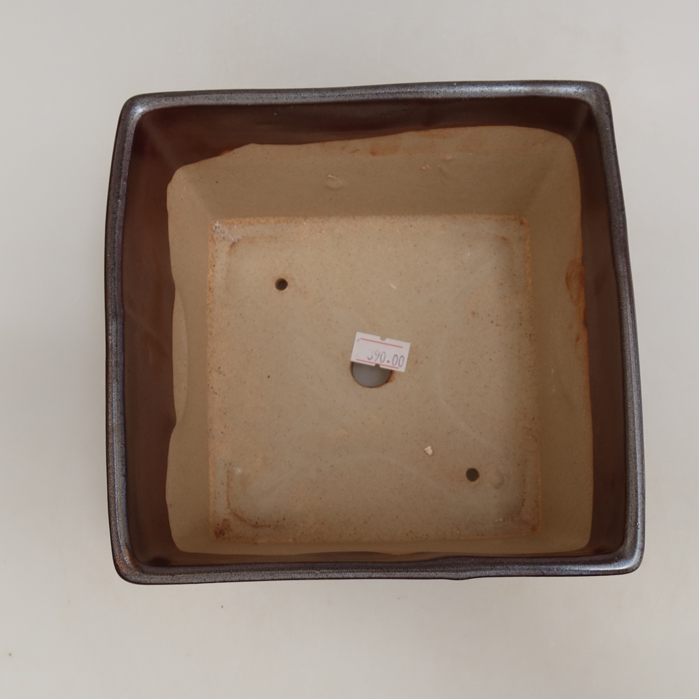 Keramická bonsai miska 15 x 15 x 10,5 cm, barva kovová