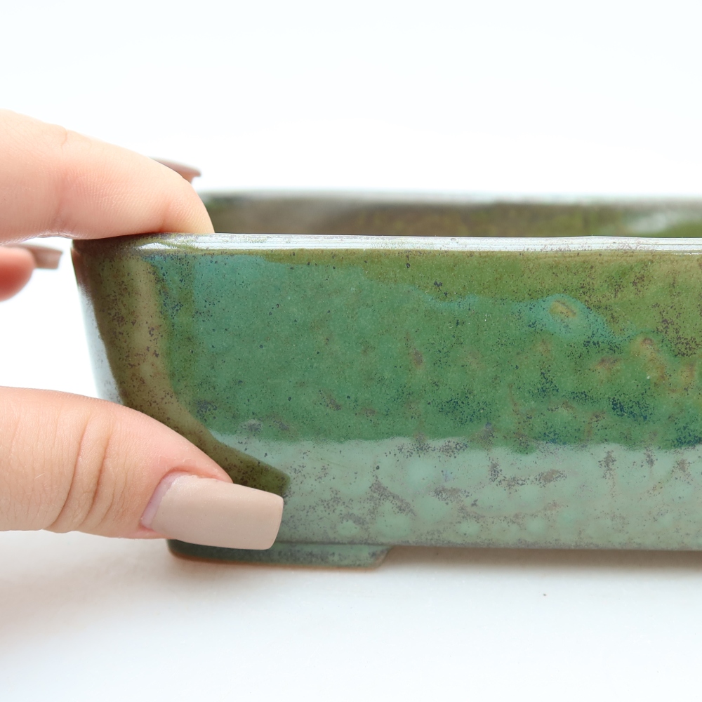 Keramická bonsai miska 16 x 10,5 x 5,5 cm, barva zelená