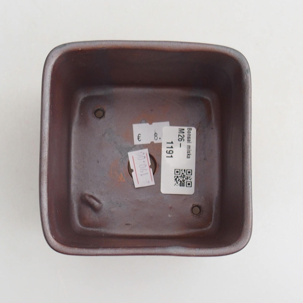 Keramická bonsai miska 10 x 10 x 8 cm, barva kovová