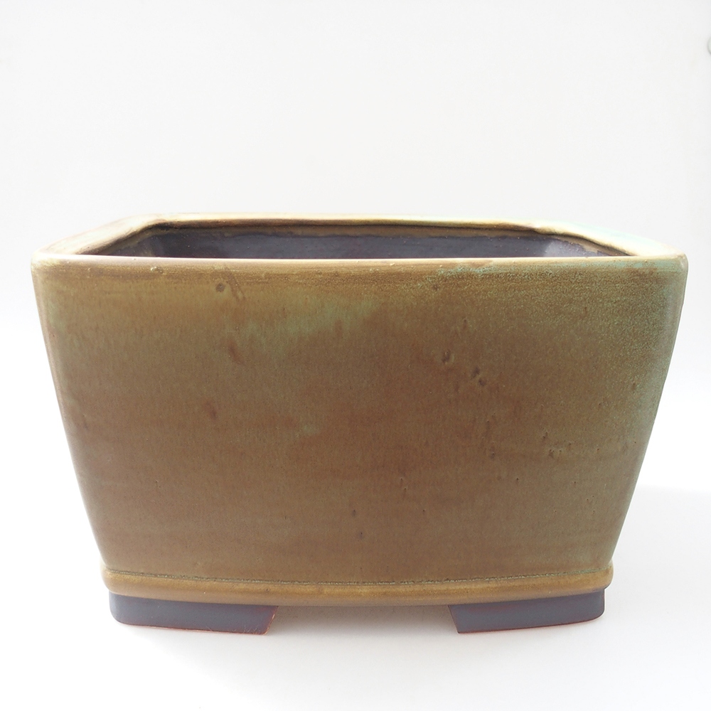 Keramická bonsai miska 26,5 x 26,5 x 16 cm, barva zelená