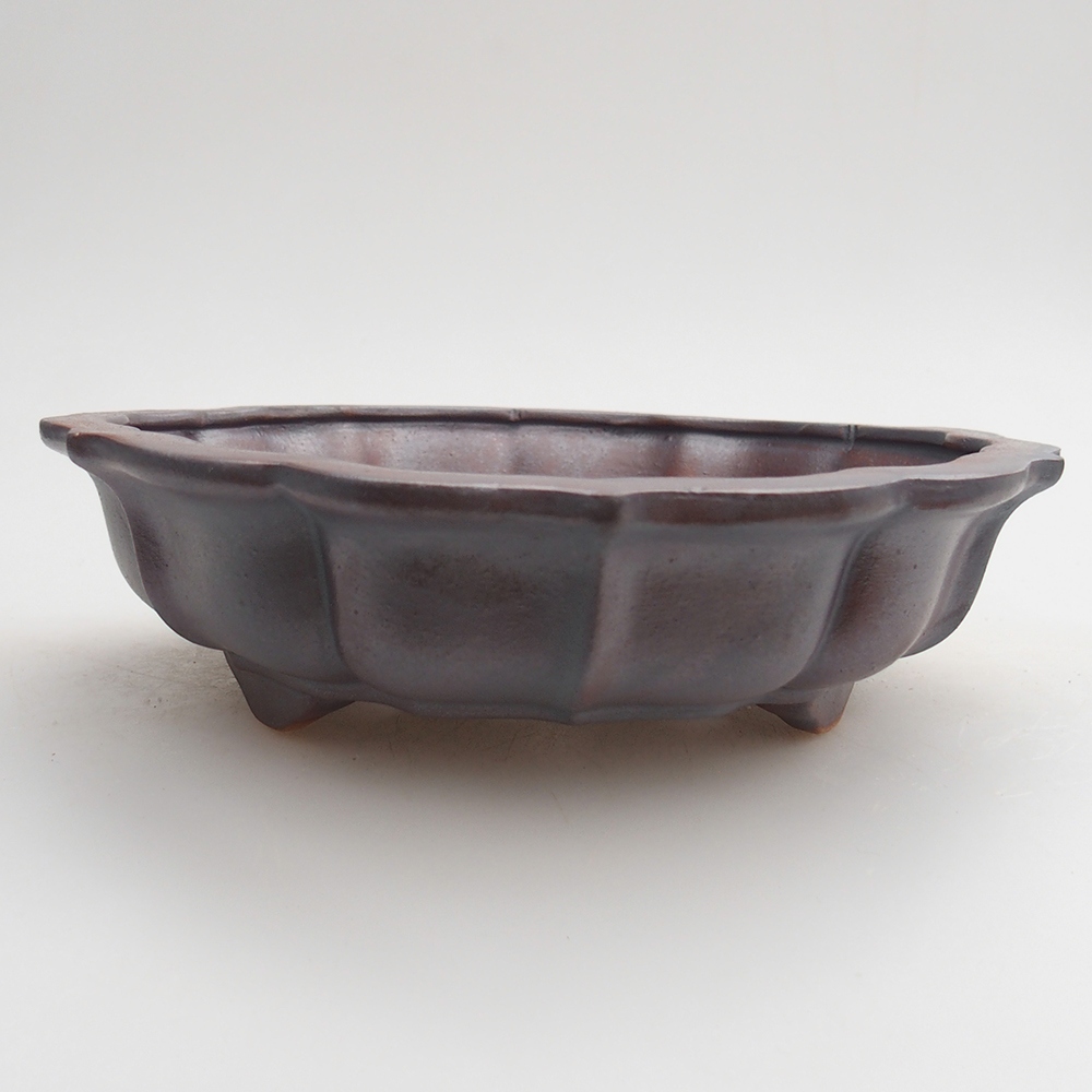 Keramická bonsai miska 18 x 18 x 4,5 cm, barva kovová