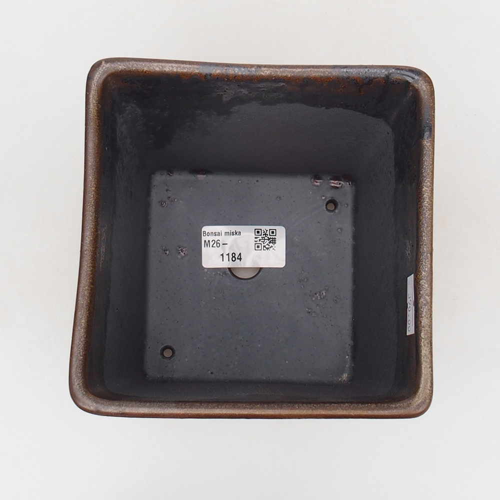 Keramická bonsai miska 13 x 13 x 13 cm, barva hnědá