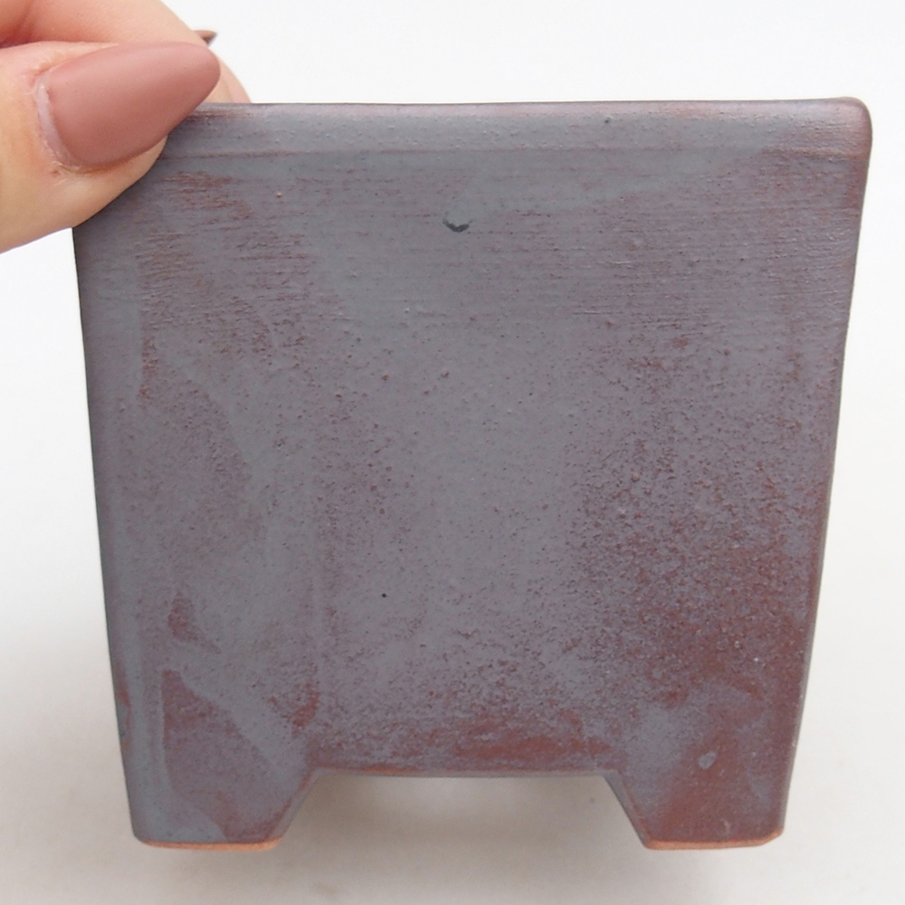 Keramická bonsai miska 9 x 9  x 8,5 cm, barva kovová