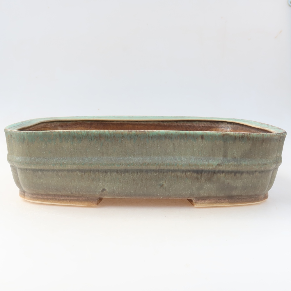 Keramická bonsai miska 29 x 23 x 7 cm, barva zelená