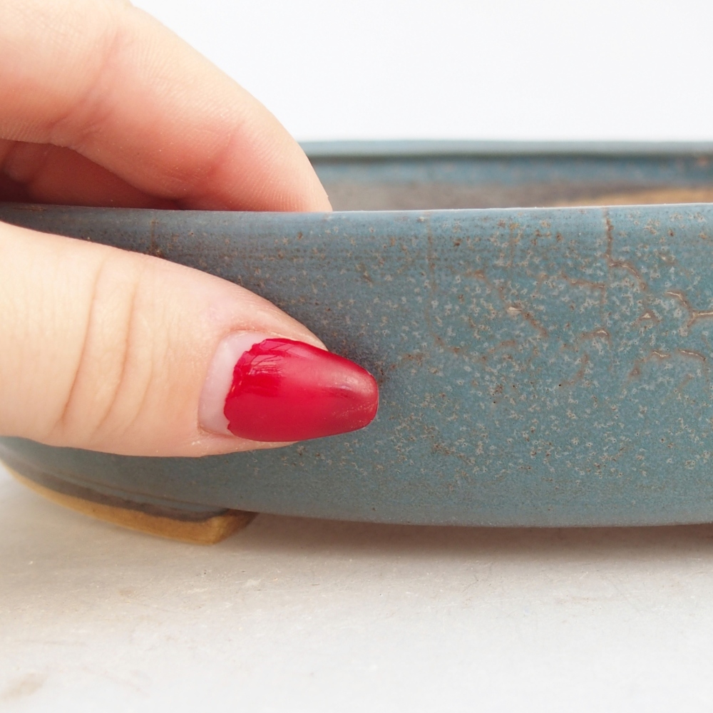 Keramická bonsai miska 23 x 20 x 4,5 cm, barva modrá