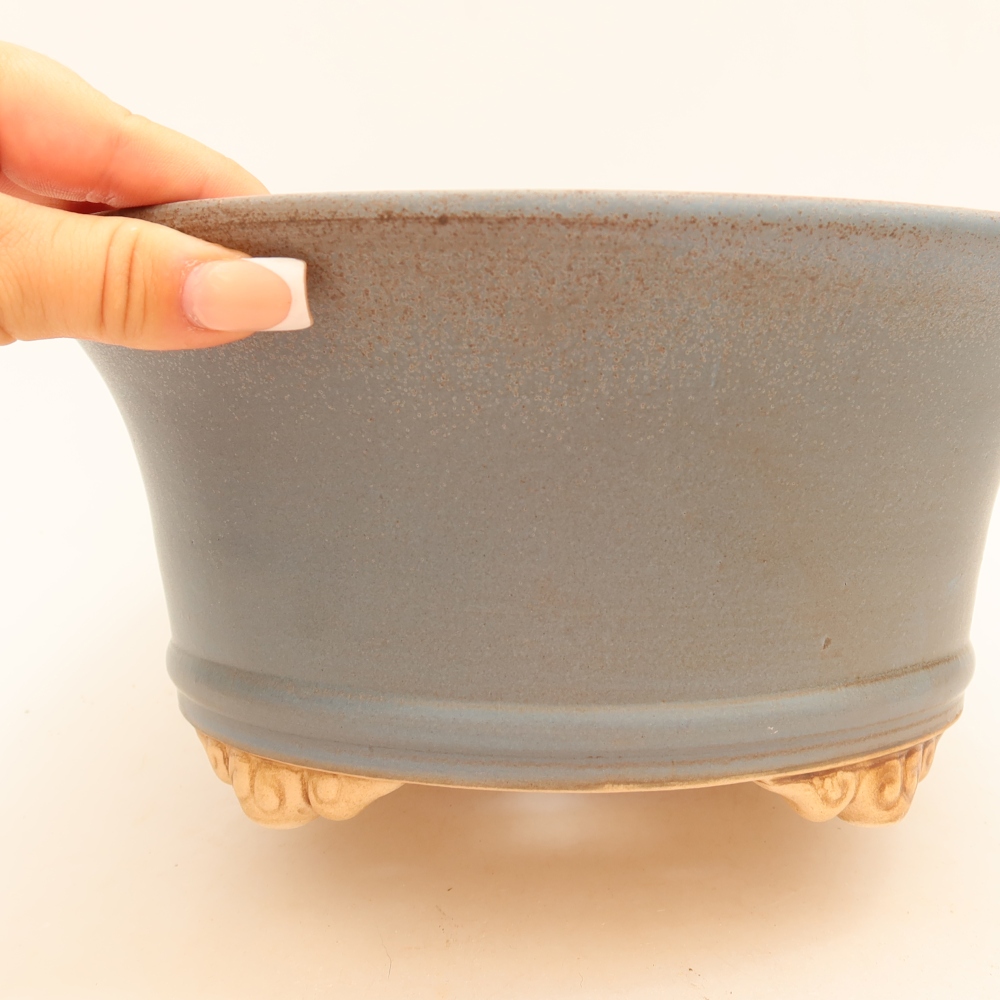 Keramická bonsai miska 24,5 x 24,5 x 11 cm, barva modrá