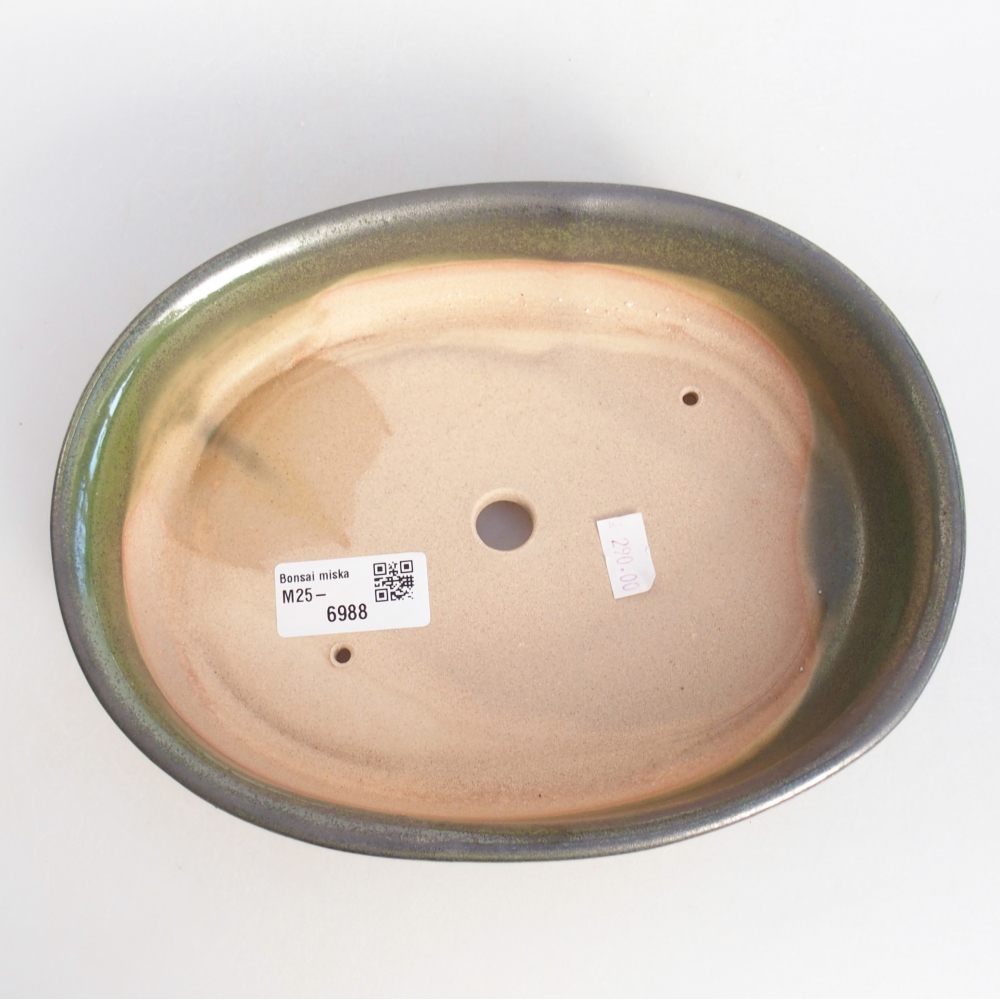 Keramická bonsai miska 22 x 17 x 5 cm, barva zelená