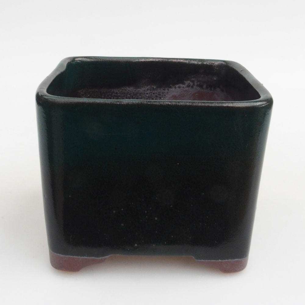 Keramická bonsai miska 10 x 10 x 8 cm, barva zelená