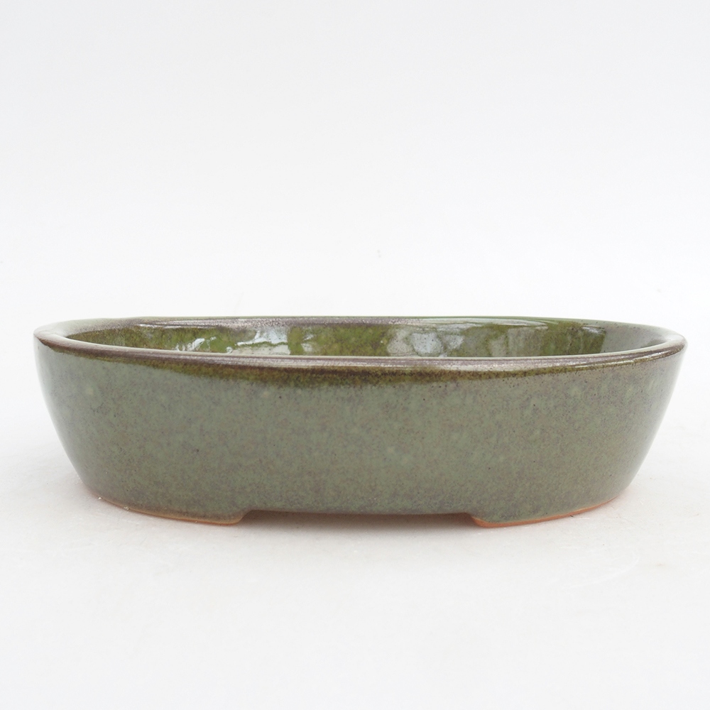 Keramická bonsai miska 17,5 x 14,5 x 4 cm, barva zelená
