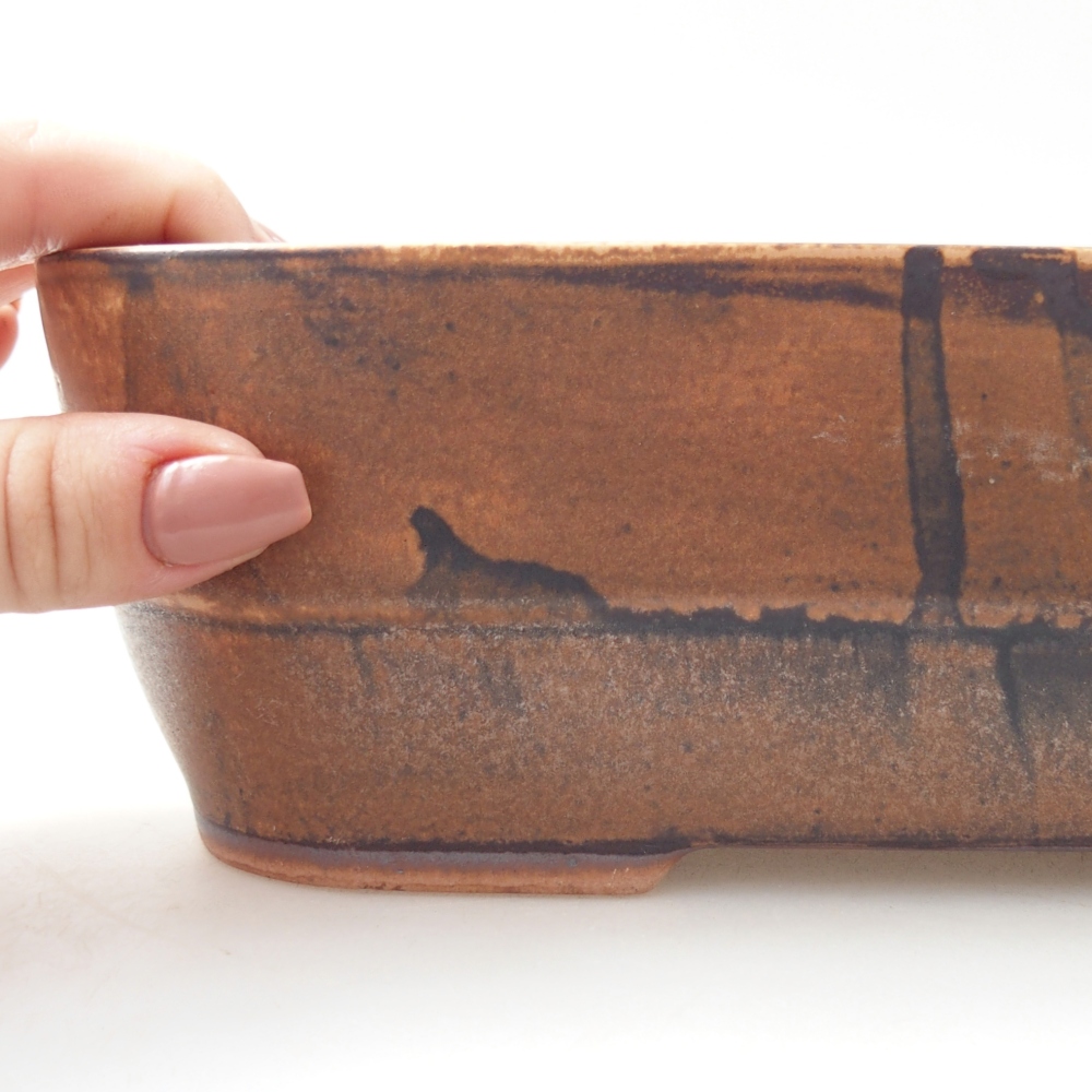 Keramická bonsai miska 28 x 20,5 x 7,5 cm, barva hnědá