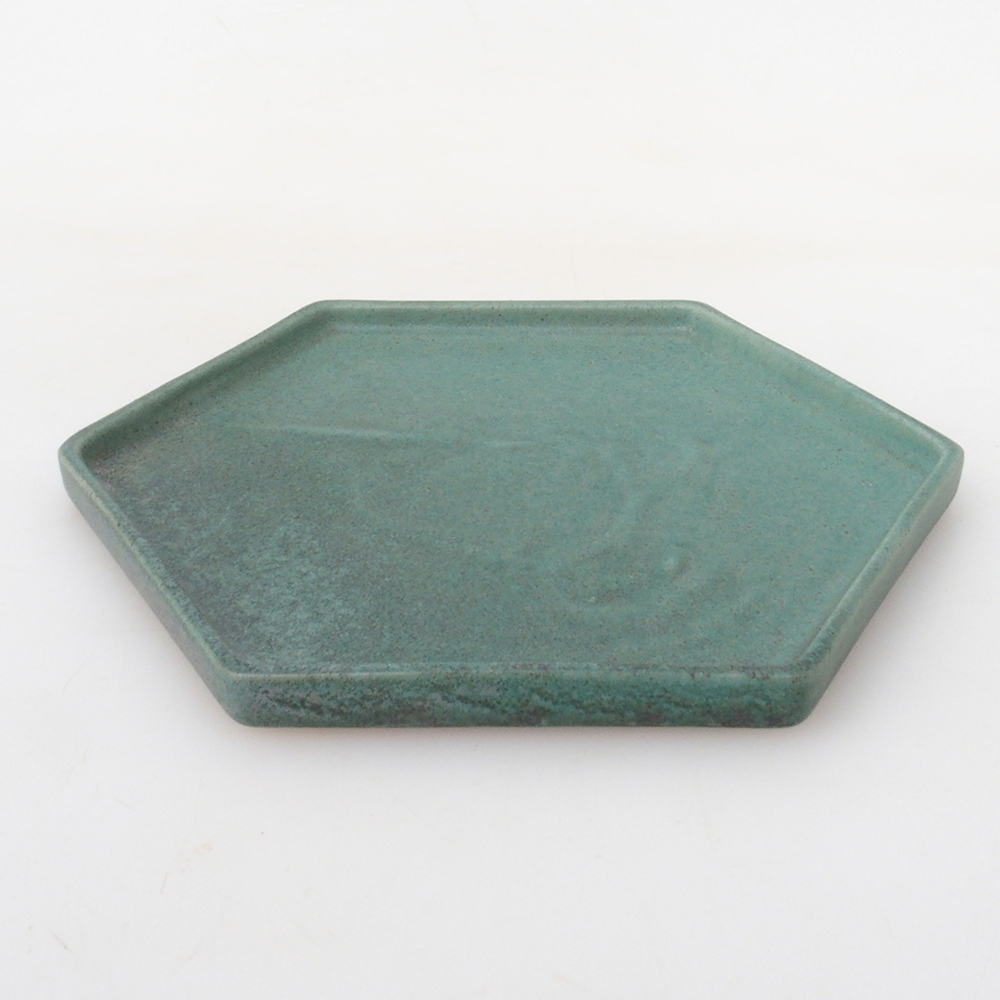 Keramická podmiska H53 -18,5 x 17 x 1 cm  - zelená