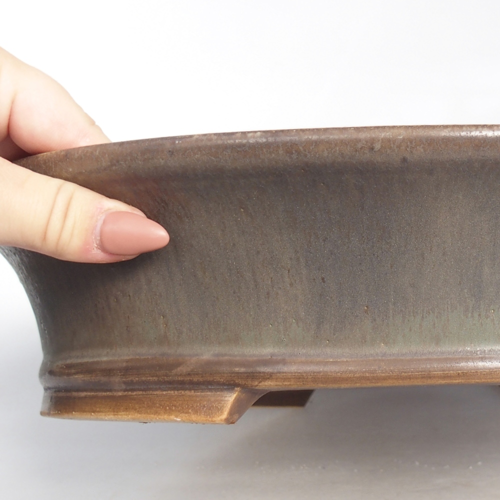 Keramická bonsai miska 32 x 29 x 7 cm, barva zelená