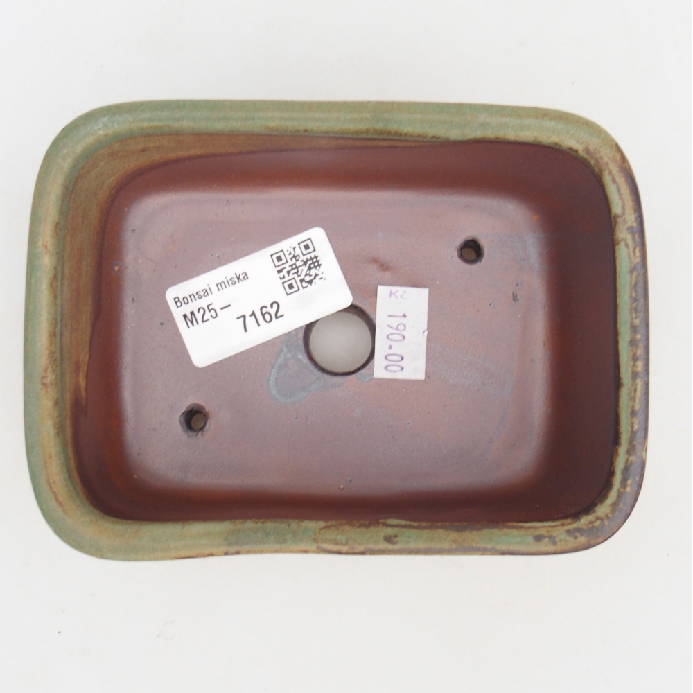 Keramická bonsai miska 12,5 x 10 x 5 cm, barva zelená