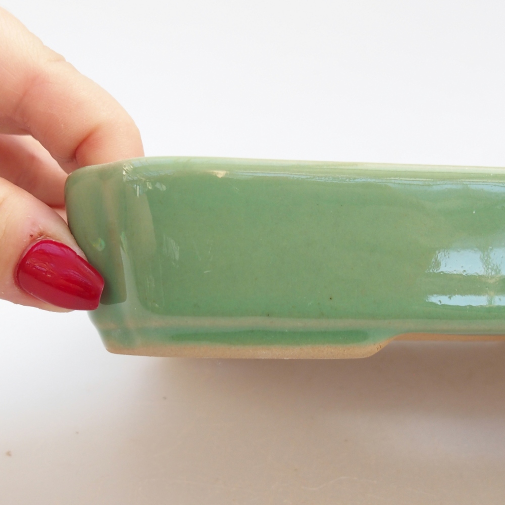 Keramická bonsai miska 18,5 x 13,5 x 3,5 cm, barva zelená