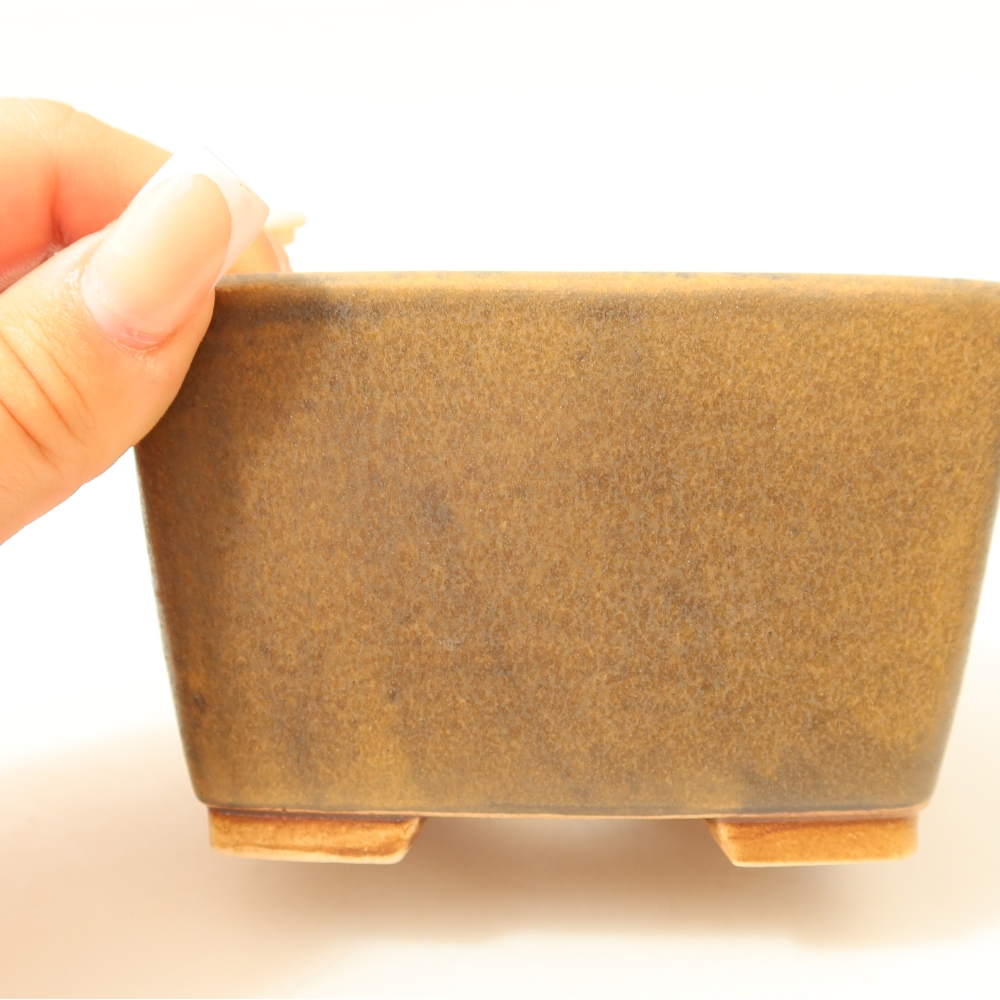 Keramická bonsai miska 10,5 x 10,5 x 7 cm, barva hnědá