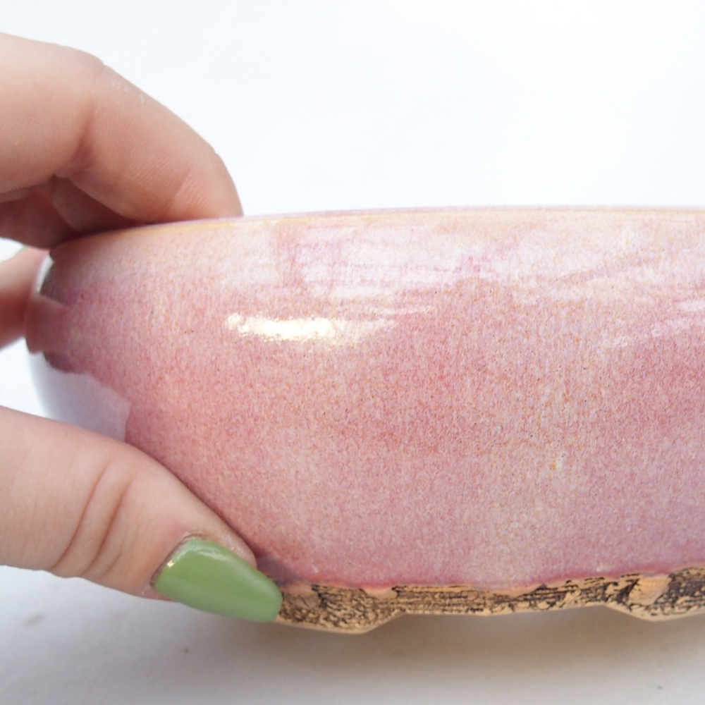 Keramická bonsai miska 15,5 x 15,5 x 6 cm, barva růžová