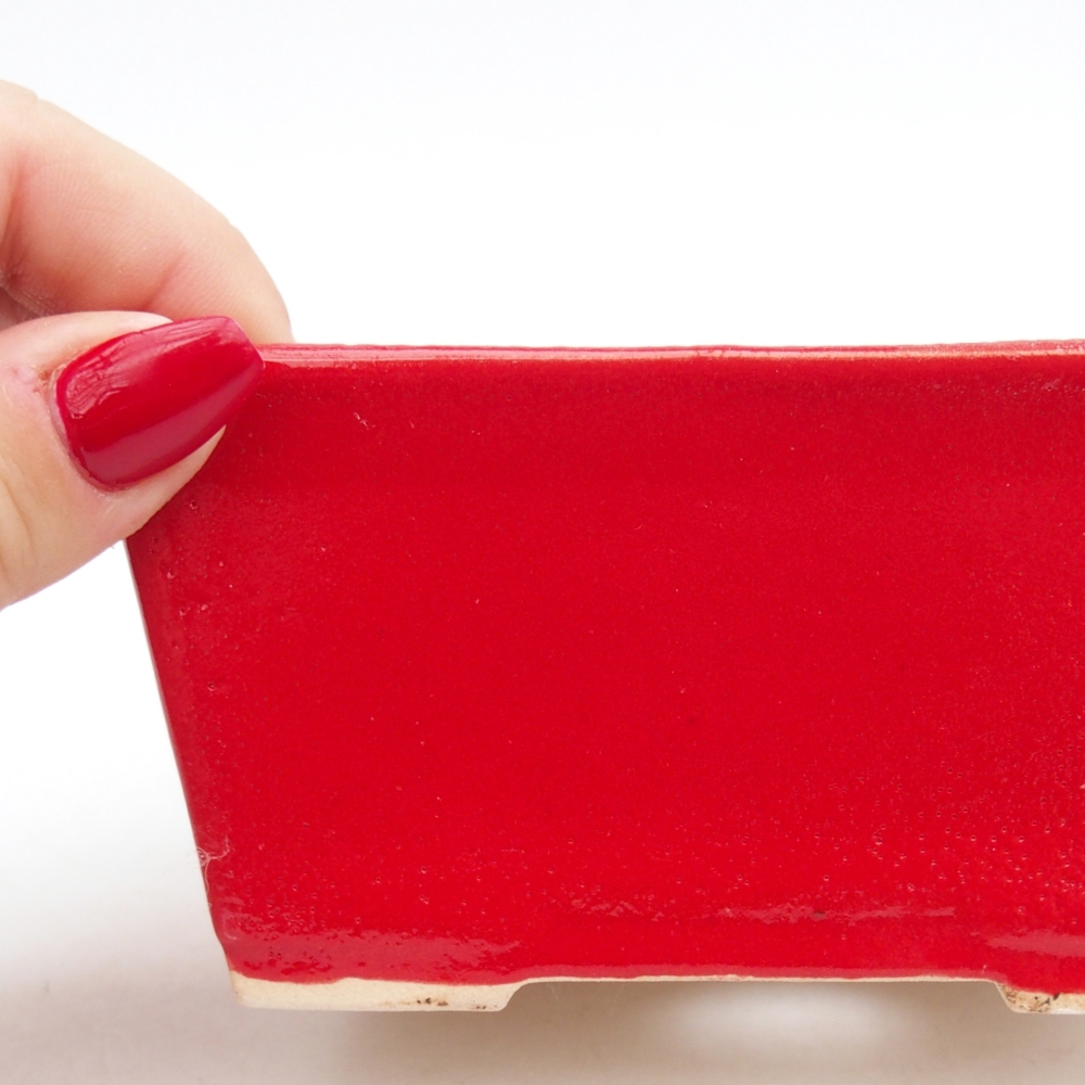 Keramická bonsai miska 11,5 x 9,5 x 6 cm, barva červená